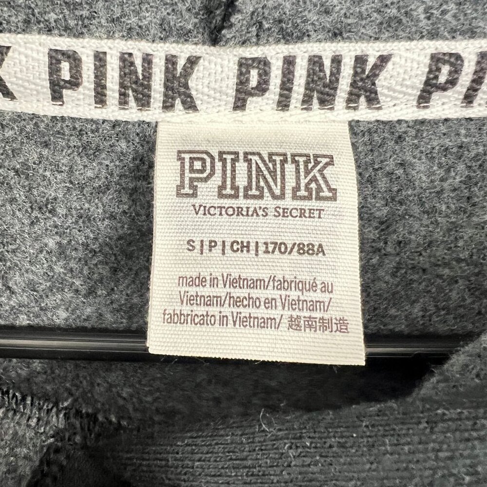 Victoria's Secret Pink Black Pullover Hoodie Reverse Weave Logo Size Small - Picture 6 of 6